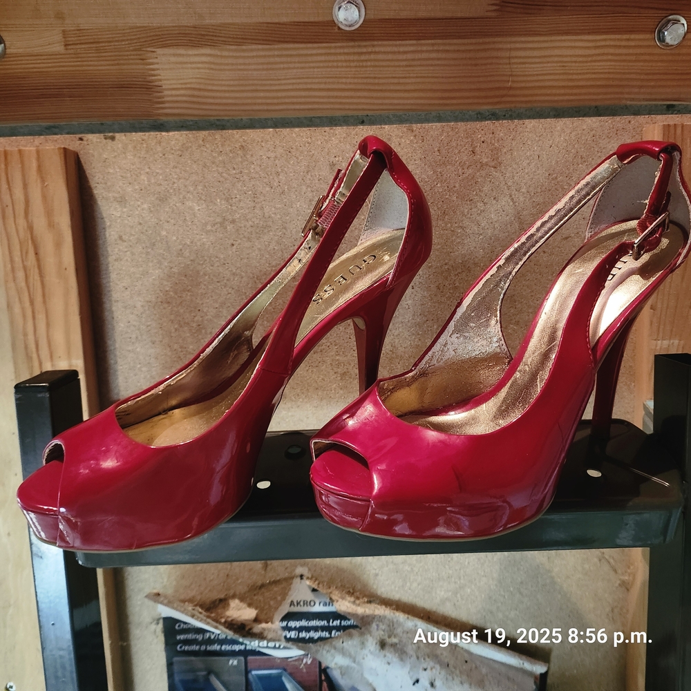 Elegant Red Peep-Toe Heels